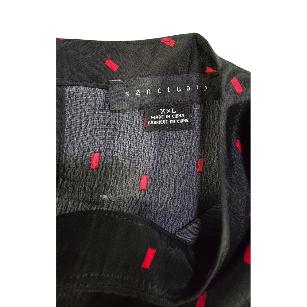 Sanctuary Womens Black Red Dot Print Long Sleeve Peplum Blouse Top XXL Recyc Pol - Picture 4 of 6